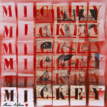 Named contemporary work « Mickey voit rouge », Made by PARIS-PICHON