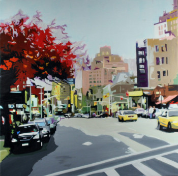 Contemporary work named « RUE DE NY arbre rouge », Created by CLOTILDE NADEL