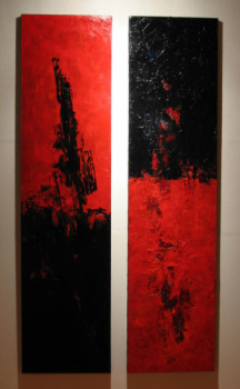 Named contemporary work « Rouges et Ombres I et II Dyptique », Made by MARCO