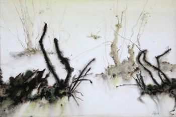 Named contemporary work « vignes sous la neige », Made by JEAN DELAGE