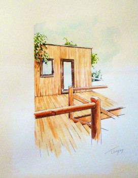 Named contemporary work « Maison moderne en bois », Made by T*NGUY