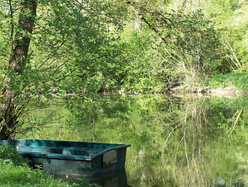 Named contemporary work « Barque sur l'Yerres », Made by GRéGORY FOULON