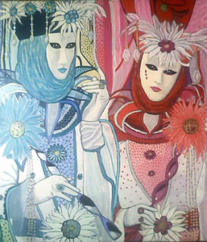 Named contemporary work « Carnaval de Venise », Made by NADINE TEMMERMAN