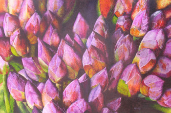 Named contemporary work « Fleurs de lotus en boutons », Made by ADéLAïDE