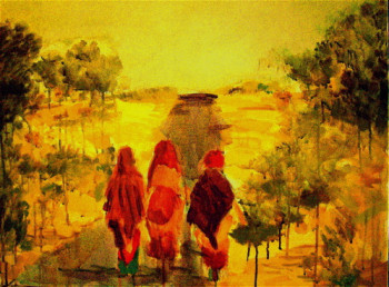 Named contemporary work « Route indienne », Made by CHRISTIAN MENARD