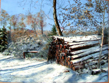 Named contemporary work « Tas de bois en hiver 1 », Made by LORENZO RAPPELLI