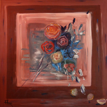 Named contemporary work « COEUR DE ROSE », Made by ANNE