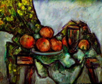 Named contemporary work « "Nature morte, pommes et verre" », Made by JEAN PIERRE HARIXCALDE