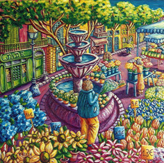 Named contemporary work « Marché aux fleurs à Grasse », Made by CARINE KLEIN