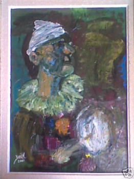 Named contemporary work « CLOWN AU TAMBOURIN », Made by ZAëL