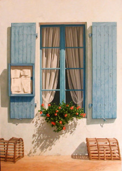 Named contemporary work « Le Bistrot du Port - Ile d'Yeu, Vendée », Made by JOEL RIVIERE