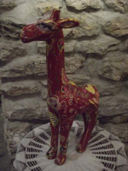 Named contemporary work « girafe rouge », Made by MIRY