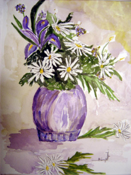 Named contemporary work « Marguerite sau pot mauve », Made by BéRANGèRE FAYARD