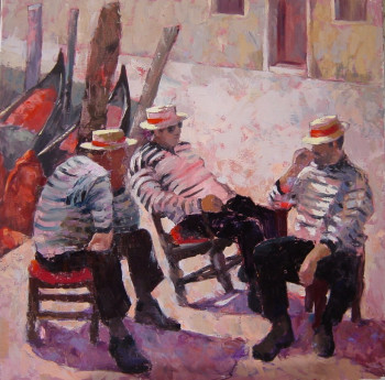 Named contemporary work « Les gondoliers au repos », Made by FLORENCE DIAS LOOTEN 