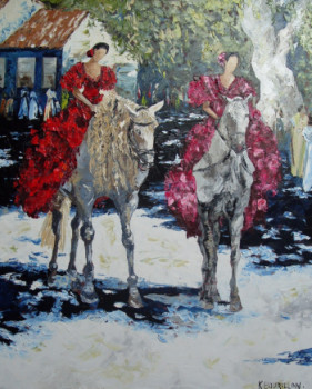 Named contemporary work « SEVILLANNES A CHEVAL- VERSION2 », Made by BOURILLON KAO