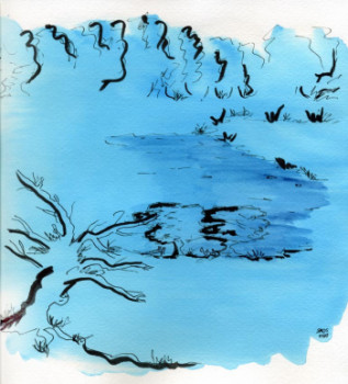 Named contemporary work « Le vieil arbre au pays bleu », Made by STéPHANIE REAL DEL SARTE