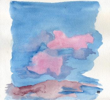 Named contemporary work « Nuages rosés », Made by STéPHANIE REAL DEL SARTE