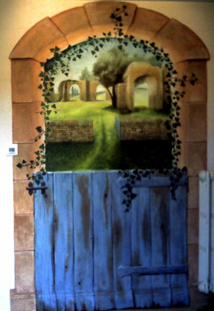 Named contemporary work « trompe-l'oeil porte », Made by ISABELLE ZIMMERMANN