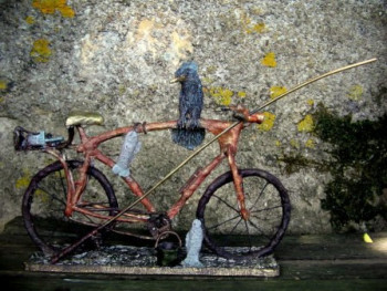 Named contemporary work « vélo et oiseau 2 », Made by CREATIONS FROGAROO