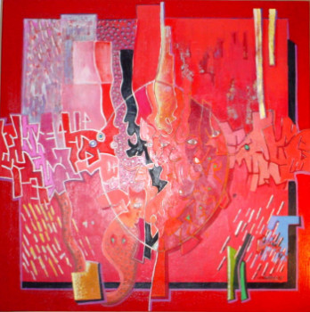 Named contemporary work « rouge d'amour », Made by ADEL NAJAH