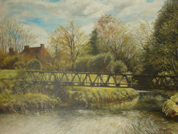 Named contemporary work « le pont de halage ( la gorgue) », Made by GUY AUGUET