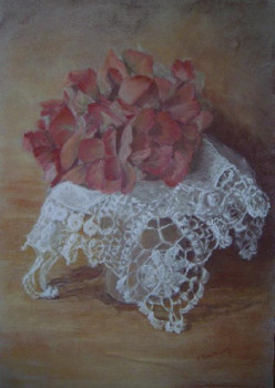 Named contemporary work « dentelle et hortensia », Made by BORDERIEUX