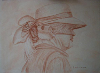 Named contemporary work « La dame au chapeau », Made by BORDERIEUX