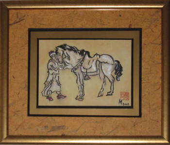 Named contemporary work « Cavalier mongol (2003) », Made by BELLEC MICHELLE 