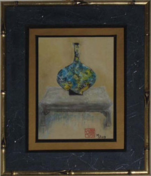 Named contemporary work « Vase chinois sur table (2003) », Made by BELLEC MICHELLE 