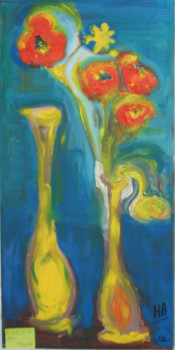 Named contemporary work « Bouquet turquoise », Made by HA