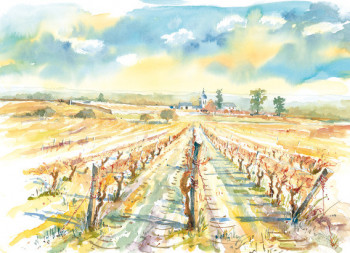 Named contemporary work « VIGNOBLE DE VOUVRAY », Made by YVES DE SAINT JEAN