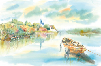 Named contemporary work « PAYSAGE DE LOIRE », Made by YVES DE SAINT JEAN