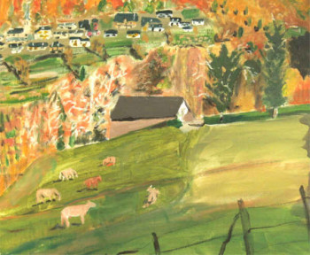 Named contemporary work « Vaches en Montagne », Made by LUIGINA