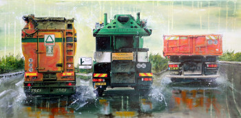 Named contemporary work « Camions sous la pluie », Made by ANNE MALLET