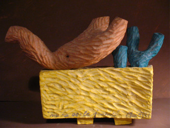 Named contemporary work « Nu sur socle jaune », Made by GILLES GUERBER