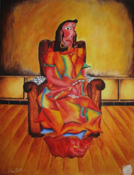 Named contemporary work « Femme assise dans un fauteuil », Made by DER KUENSTLER