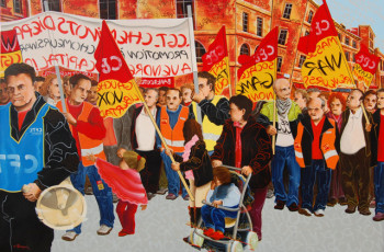 Named contemporary work « La manif », Made by L.MESSAGER