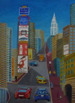 Named contemporary work « Scène de rue à New-York », Made by COMBEMICHEL