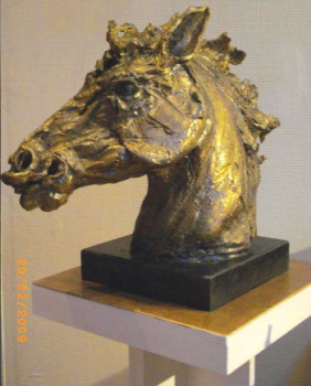 Named contemporary work « TETE DE CHEVAL », Made by CHRISTINE MARCEAU JOUVE