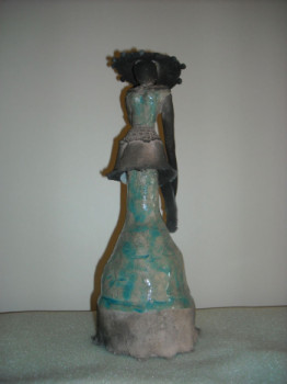 Named contemporary work « Petite dame turquoise », Made by CATHERINECS