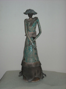 Named contemporary work « Grande dame turquoise 1 », Made by CATHERINECS