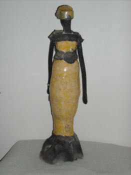 Named contemporary work « Grande dame jaune 2 », Made by CATHERINECS