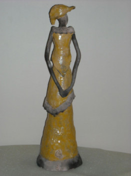 Named contemporary work « Grande dame jaune 4 », Made by CATHERINECS