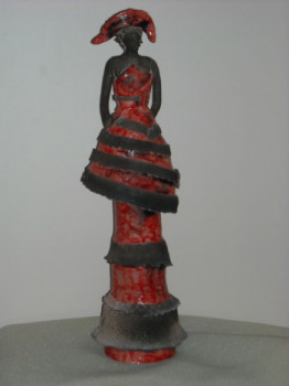 Named contemporary work « Grande dame rouge 1 », Made by CATHERINECS