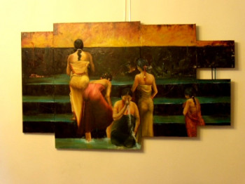 Named contemporary work « Femmes au bain », Made by CLAUDINE SALESSE