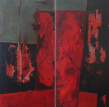 Named contemporary work « Rouge, Noir, Gris XII  (Diptyque) », Made by MARCO