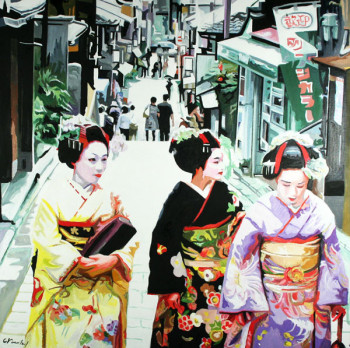 Contemporary work named « 3 geishas », Created by CLOTILDE NADEL