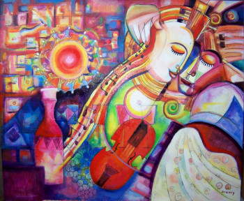 Named contemporary work « Couple au violon », Made by BRAMLY