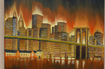 Named contemporary work « New-York, pont de Brooklin », Made by COMBEMICHEL