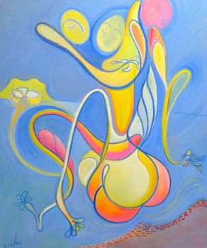 Named contemporary work « L'été fleur bleue », Made by ROLAND STEPHANE